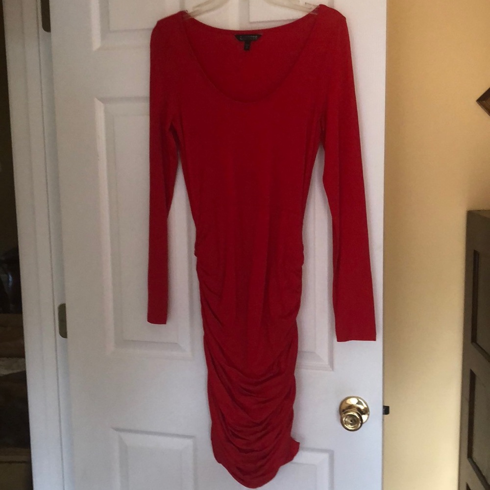 Express ruched red dress